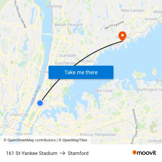 161 St-Yankee Stadium to Stamford map