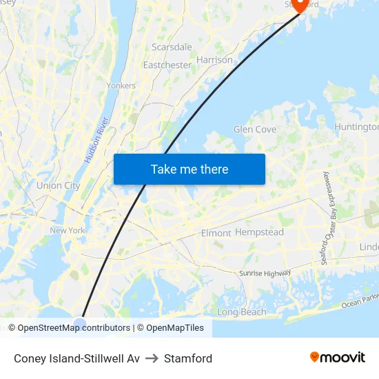 Coney Island-Stillwell Av to Stamford map