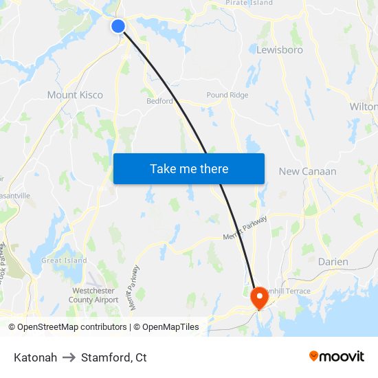 Katonah to Stamford, Ct map