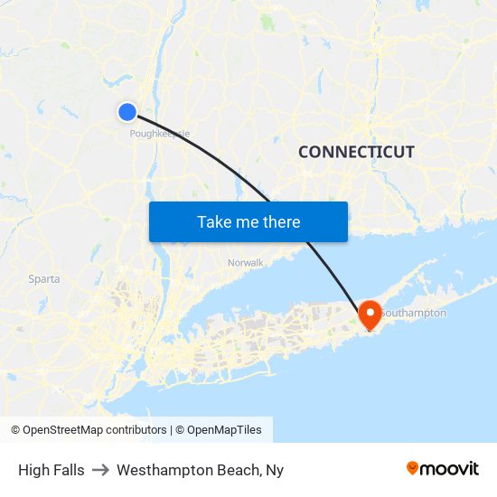 High Falls to Westhampton Beach, Ny map