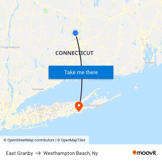 East Granby to Westhampton Beach, Ny map