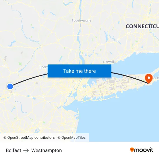 Belfast to Westhampton map