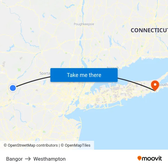 Bangor to Westhampton map