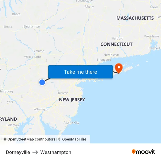 Dorneyville to Westhampton map