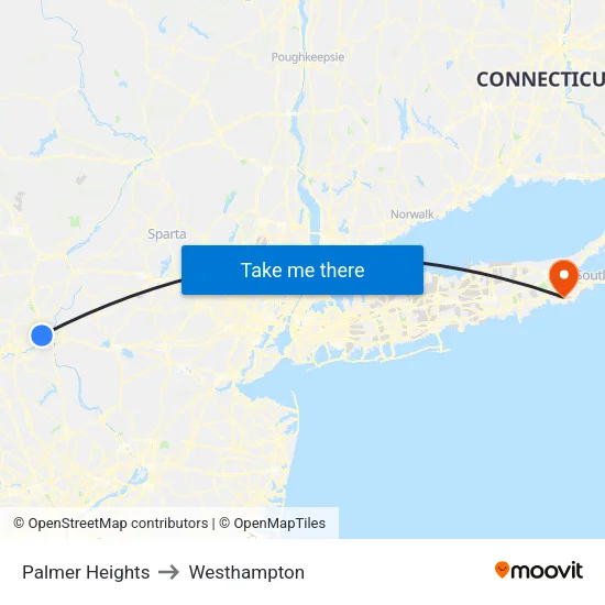 Palmer Heights to Westhampton map