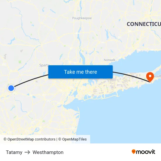 Tatamy to Westhampton map