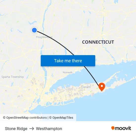 Stone Ridge to Westhampton map