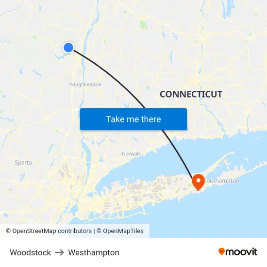 Woodstock to Westhampton map