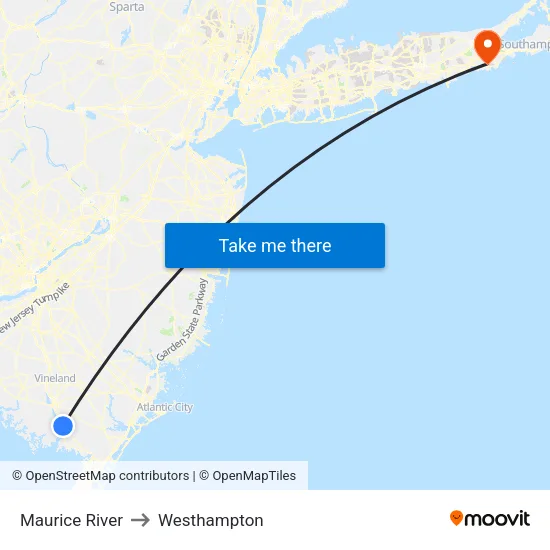 Maurice River to Westhampton map
