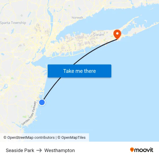 Seaside Park to Westhampton map