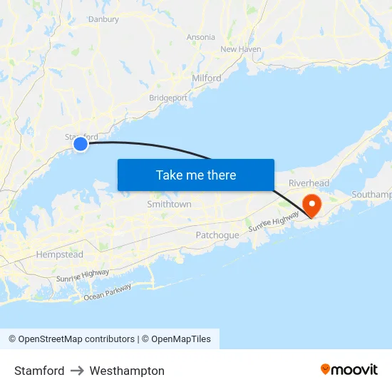 Stamford to Westhampton map