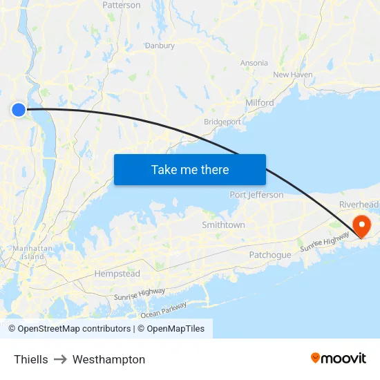 Thiells to Westhampton map