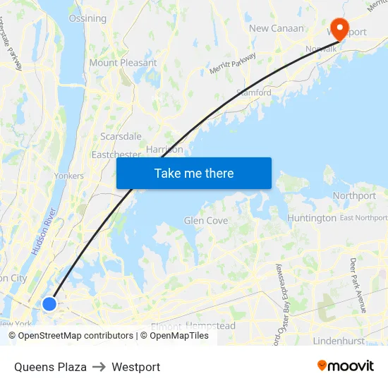 Queens Plaza to Westport map