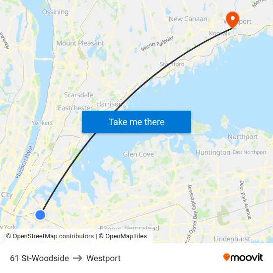 61 St-Woodside to Westport map