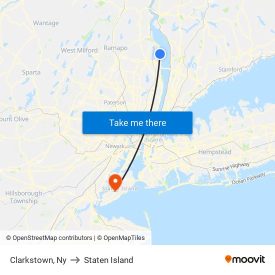 Clarkstown, Ny to Staten Island map