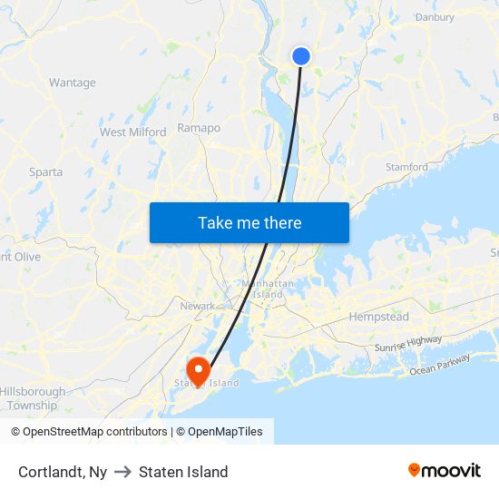 Cortlandt, Ny to Staten Island map