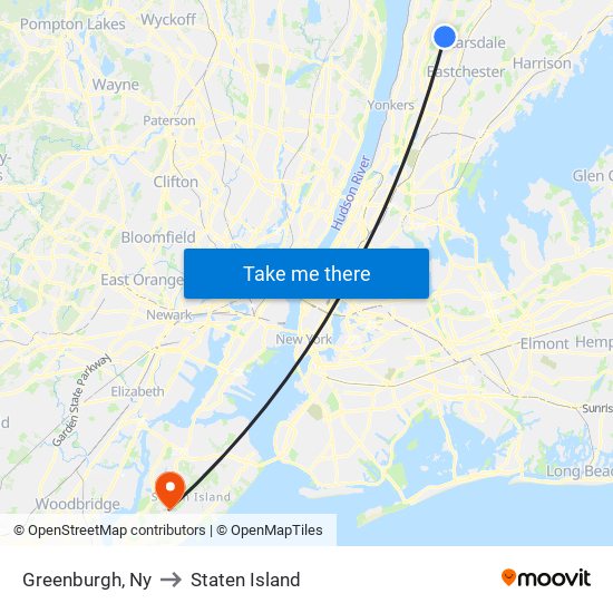 Greenburgh, Ny to Staten Island map