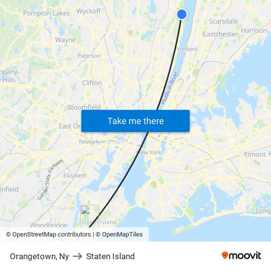 Orangetown, Ny to Staten Island map