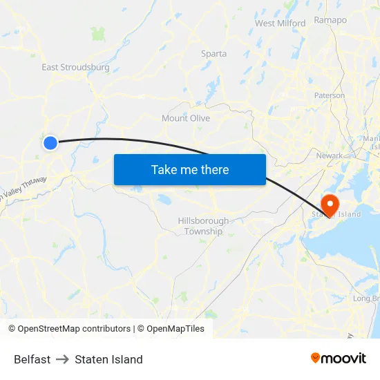 Belfast to Staten Island map