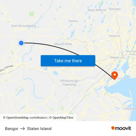 Bangor to Staten Island map