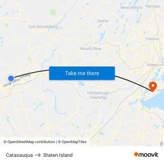Catasauqua to Staten Island map