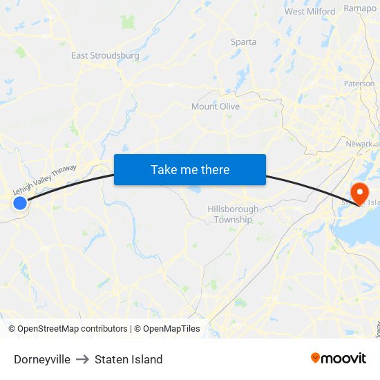 Dorneyville to Staten Island map