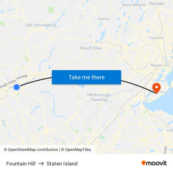 Fountain Hill to Staten Island map