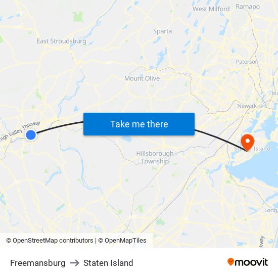 Freemansburg to Staten Island map