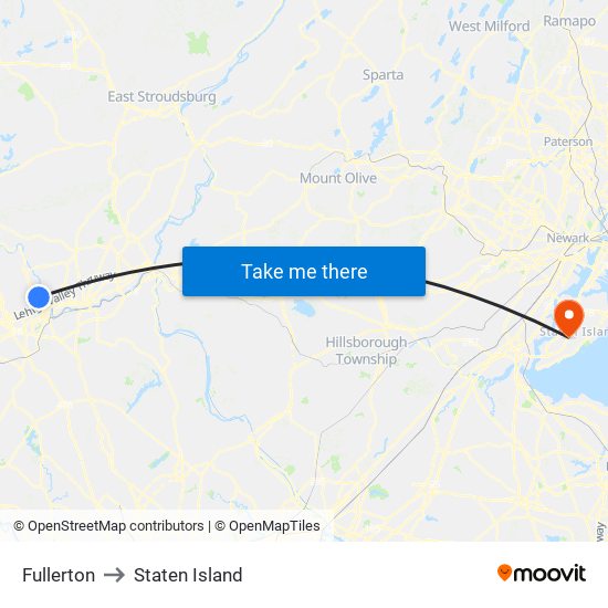 Fullerton to Staten Island map