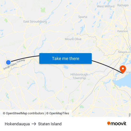 Hokendauqua to Staten Island map
