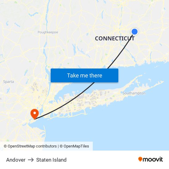 Andover to Staten Island map