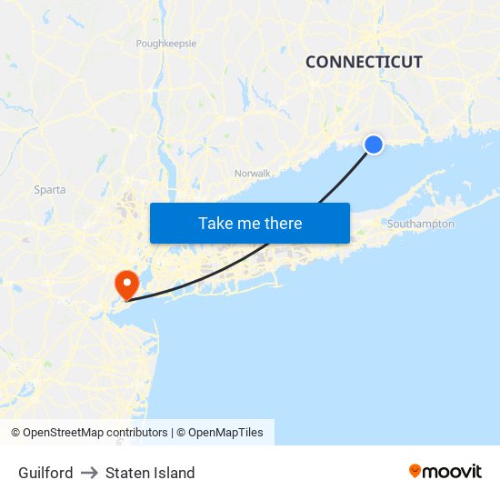 Guilford to Staten Island map