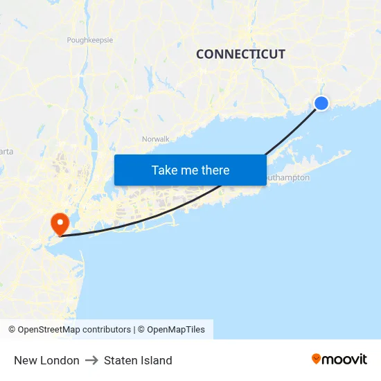 New London to Staten Island map