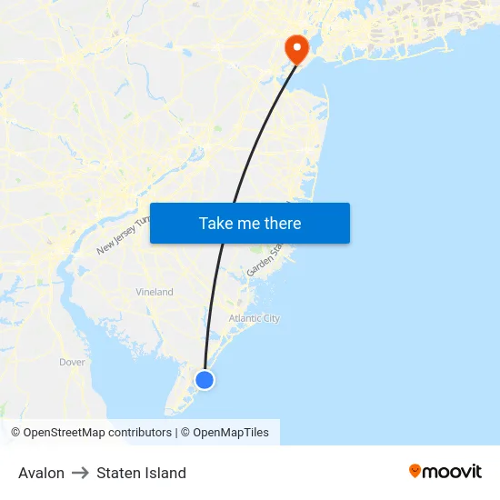 Avalon to Staten Island map