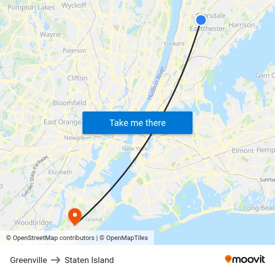 Greenville to Staten Island map