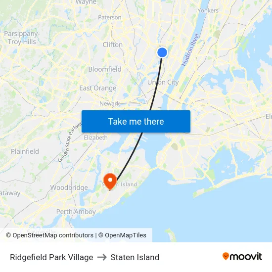 Ridgefield Park Village to Staten Island map