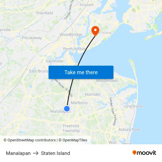 Manalapan to Staten Island map