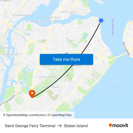 Saint George Ferry Terminal to Staten Island map