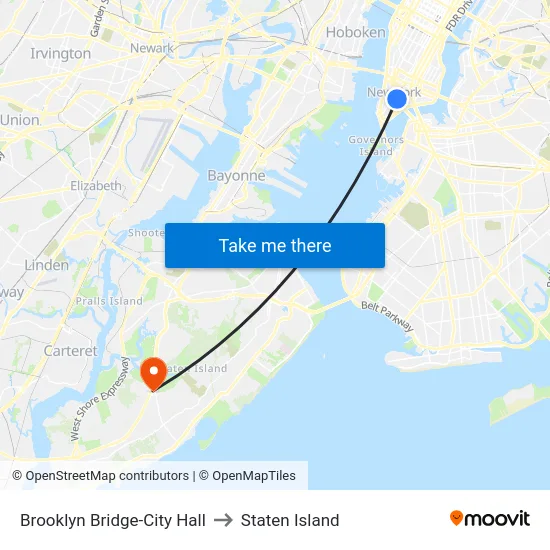 Brooklyn Bridge-City Hall to Staten Island map