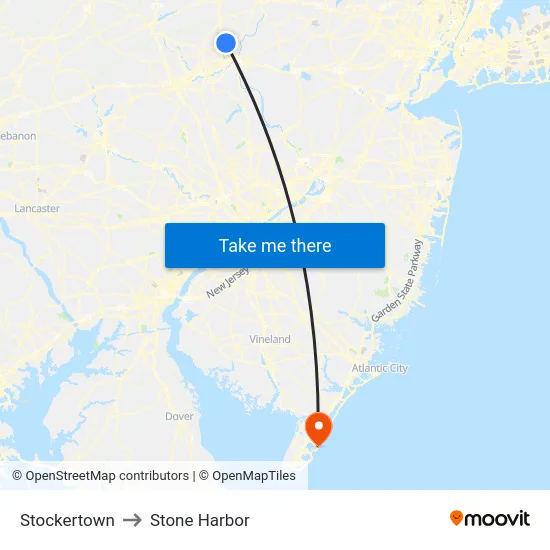 Stockertown to Stone Harbor map