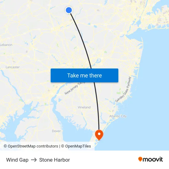 Wind Gap to Stone Harbor map