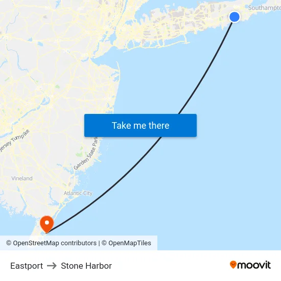 Eastport to Stone Harbor map