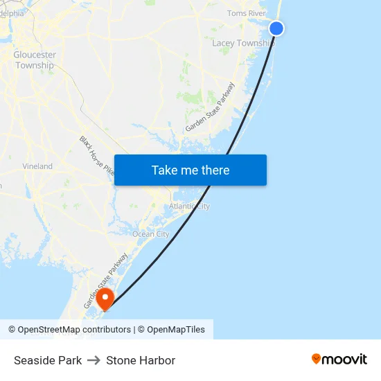 Seaside Park to Stone Harbor map