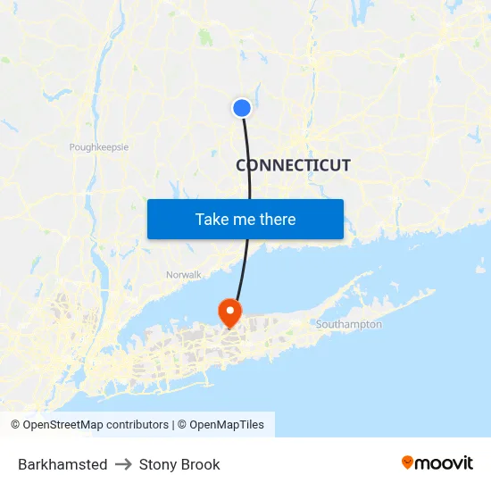 Barkhamsted to Stony Brook map