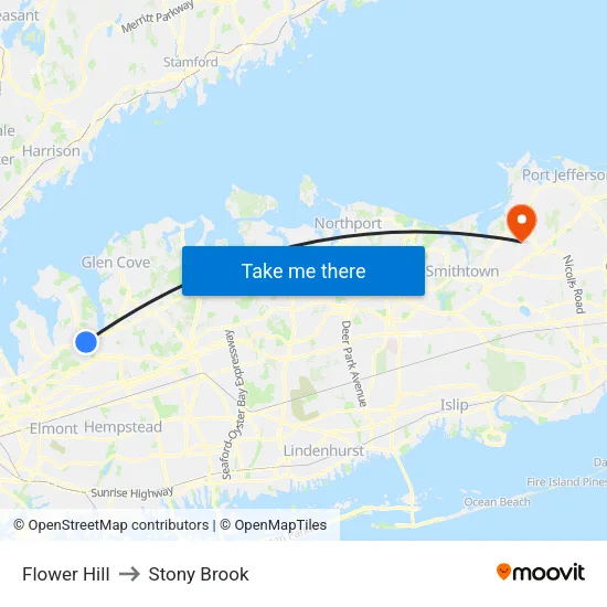 Flower Hill to Stony Brook map