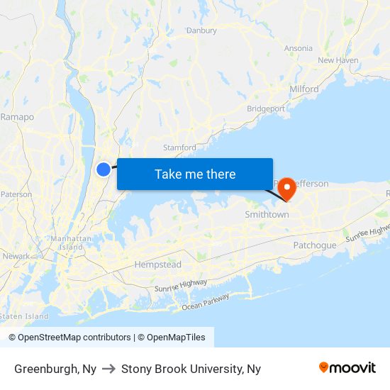 Greenburgh, Ny to Stony Brook University, Ny map