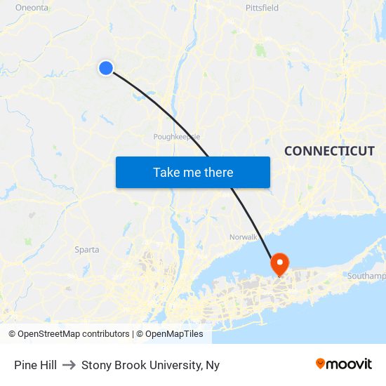 Pine Hill to Stony Brook University, Ny map