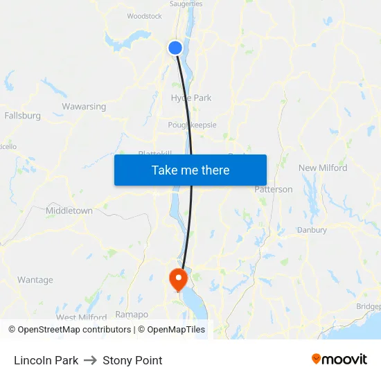 Lincoln Park to Stony Point map