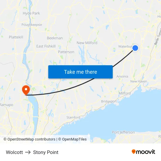 Wolcott to Stony Point map