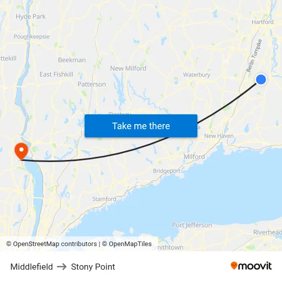 Middlefield to Stony Point map